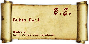 Buksz Emil névjegykártya